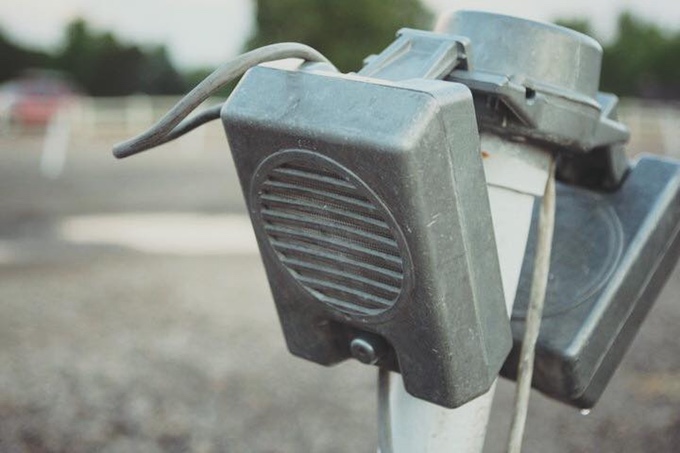 Drive-in screen at sunset