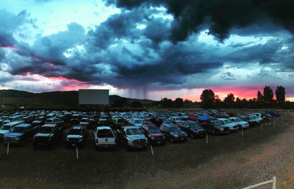 Drive-in line at dusk